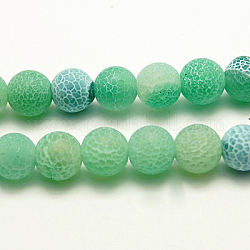 Natural Crackle Agate Beads Strands, Dyed, Round, Grade A, Green, 6mm, Hole: 1mm, about 63pcs/strand, 15.5