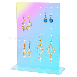 Espositori per orecchini per gioielli verticali in acrilico color arcobaleno, Porta orecchini a 72 foro con base, colorato, 18x14.1x5cm