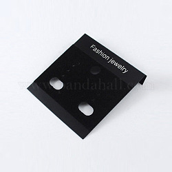 Carte d'affichage boucle d'oreille en plastique, rectangle, noir, taille: environ 52 mm de long, 50 mm de large.