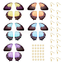 Pandahall fai da te kit per la creazione di orecchini ad ala di farfalla, compresi pendenti in resina con strass, ganci per orecchini in ottone e anelli per saltare, colore misto, 70pcs/scatola