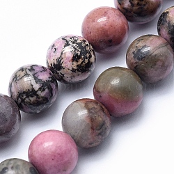 Chapelets de perles en rhodonite naturelle, ronde, 6mm, Trou: 1mm, Environ 60 pcs/chapelet, 15.3 pouce (39 cm)