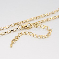 Iron Box Chain Necklace Making, with Alloy Lobster Claw Clasps and Iron End Chains, Light Gold, 29.5 inch