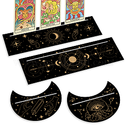 4 soporte para cartas de tarot de madera de 4 estilos., Soporte de altar de cartas del tarot, para herramientas de adivinación de brujas, luna y rectángulo, Patrones mixtos, 76~96x120~254x3.5mm, 1pc / estilo