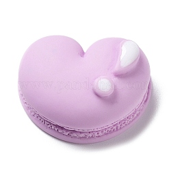 Cabochons décodens en émail résine opaque, nourriture imitation, macaron en forme de coeur, Prune, 17x21.5x9.5mm
