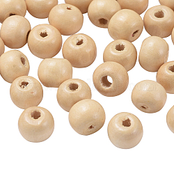 Des perles en bois naturel, rondelle, sans plomb, teinte, beige, perles: 8 mm de diamètre, Trou: 3 mm