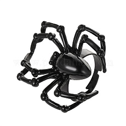 Anillo ajustable de araña de aleación para halloween, electroforesis negro, diámetro interior: 17.5~21 mm