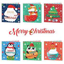 Kit de pintura de diamante de tarjeta de felicitación de feliz navidad diy, Incluye bolsa de pedrería de resina., bolígrafo adhesivo de diamante, plato de bandeja y arcilla de cola, colorido, 150x300mm, 6 PC / sistema