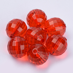 Transparente Acryl Perlen, facettiert, Runde, rot, 8x8 mm, Bohrung: 1.5 mm, ca. 1770 Stk. / 500 g