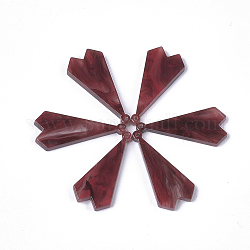 Pendenti in cellulosa acetato (resina), cuore, marrone, 28.5x13x2~2.5mm, Foro: 1.2 mm