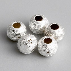 Perles séparateurs en laiton, Plaqué longue durée, ronde, 925 argent sterling plaqué, 4x3.5mm, Trou: 1.5mm