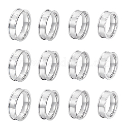 Unicraftale 16 pz 4 misura 201 in acciaio inox scanalato anelli per dito, anello del nucleo vuoto, per la realizzazione di gioielli con anello di intarsio, colore acciaio inossidabile, diametro interno: 15.9~18.7mm, 4pcs / size