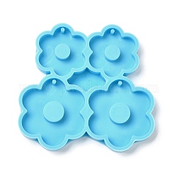 Flower Shape DIY Pendant Silicone Molds, Resin Casting Molds, for UV Resin & Epoxy Resin Jewelry Making, Deep Sky Blue, 75.5x79x8.5mm, Hole: 2mm, Inner Diameter: 31x27.5mm & 40x37.5mm