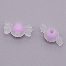 Transparent Clear Acrylic Beads, Frosted, DIY Accessories, Bead in Bead, Candy, Purple, 8.5x16.5x8.5mm, Hole: 2mm