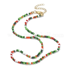 Colliers de perles en verre, avec fermoirs mousquetons en 304 acier inoxydable, facette, rondelle, colorées, 16.14x0.12 pouce (41x0.3 cm)