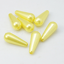 ABS Plastic Imitation Pearl, teardrop, Yellow, 18x7mm