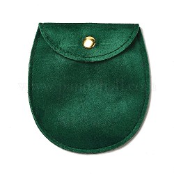 Бархатные мешочки для хранения украшений, овальные сумки для украшений с золотистой застежкой-кнопкой, для серьги, хранение колец, зелёные, 9.8x9x0.8 см