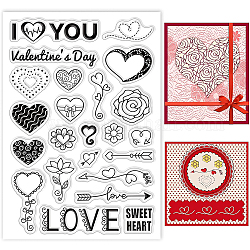 BENECREAT Valentine's Day Theme Clear Stamps, Heart Love Flower Transparent Silicone Stamps for Card Making Decoration and DIY Scrapbooking Album, 11x16cm
