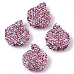 Perles de strass en pâte polymère manuelles, pomme, rose, pp14 (2.0~2.1mm), 22.5~23.5x20~21x8~9mm, Trou: 1.6mm
