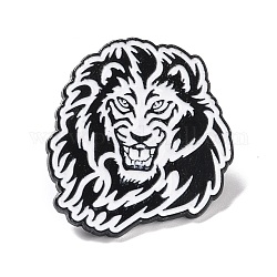 Broche en émail de lion, insigne en alliage d'animaux pour vêtements de sac à dos, électrophorèse noir, blanc, 35x32x2mm, pin: 1 mm