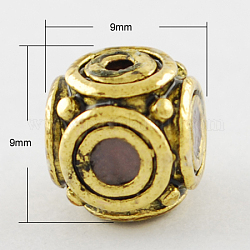 Handmade Indonesia Beads, with Alloy Cores, Cube, Antique Golden, Rosy Brown, 9x9mm, Hole: 1.5mm