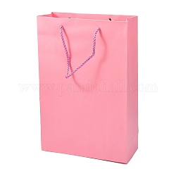 Sacs-cadeaux en papier rectangle, avec poignées, sacs à provisions, rose, 37x25x0.4 cm
