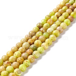 Perline di calcite naturale fili, tondo, giallo, 6mm, Foro: 1 mm, circa 65~66pcs/filo, 15.94'' (40.5 cm)
