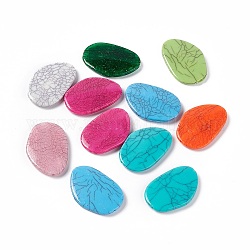 Perles acryliques opaques craquelées, turquoise d'imitation, pépite, couleur mixte, 41x27.5x5.5mm, Trou: 1.8mm, environ 115 pcs/500 g