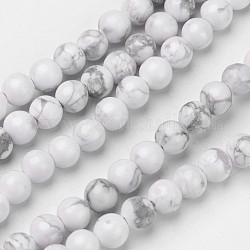 Chapelets de perles en howlite naturelle, ronde, 6mm, Trou: 1mm, Environ 63 pcs/chapelet, 15.1 pouce