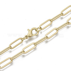 Büroklammerketten aus Messing, gezeichnete längliche Kabelketten Halskette machen, mit Karabiner verschlüsse, mattgoldene Farbe, 18.11 Zoll (46 cm) lang, Link: 12x4 mm, Sprungring: 5x1 mm