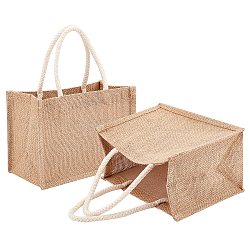 Nbeads джутовая портативная сумка для покупок, многоразовая сумка-тоут для покупок, загар, 16x23.9 см