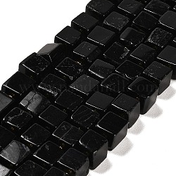 Натуральный черный турмалин бисер нитей, кубические, 8~9x8~9x8~9 мм, отверстие : 1.2 мм, около 38~39 шт / нитка, 15.08~15.35 дюйм (38.3~39 см)