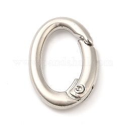 Placage de rack anneaux de porte à ressort en laiton, ovale, sans plomb et sans cadmium, Plaqué longue durée, platine, 22x15x5mm