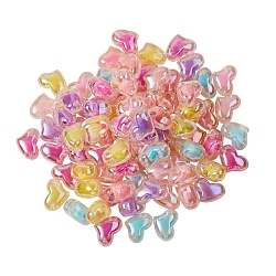 Acryl-Perlen, Perlen in Perlen, Herz, AB Farbe, Mischfarbe, 15x21 mm, 200 g / box