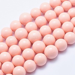Chapelets de perles en coquille électrolytique, graduée, ronde, rose, 8~16mm, Trou: 1~1.5mm, Environ 37 pcs/chapelet, 15.7 pouce (40 cm)