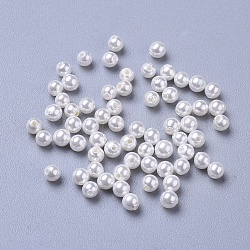 Perline di guscio, mezzo forato perle, lucido, tondo, bianco, 3~3.5mm, Foro: 0.8 mm