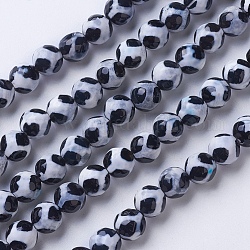 Natural Grade A Agate Beads Strands, Dyed & Heated, Round, Faceted, Black, 8mm, Hole: 1.2mm, about 48pcs/strand, 15.1 inch(38.5cm)