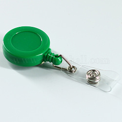 ABS-Kunststoff-Abzeichenrolle, einziehbarer Ausweishalter, mit Haarspange aus Platineisen, Flachrund, grün, 86x32x16 mm