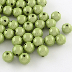 Spray Painted Acrylic Beads, Miracle Beads, Round, Bead in Bead, Yellow Green, 18mm, Hole: 1.5~2mm, about 174pcs/500g