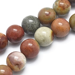 Natural Picture Jasper Beads Strands, Round, 8mm, Hole: 1.2mm, about 47pcs/strand, 14.9 inch(38cm)