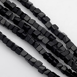 Cube naturelles perles noires de pierre brins, 4x4x4mm, Trou: 1mm, Environ 85~100 pcs/chapelet, 15.3 pouce ~ 15.8 pouces