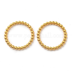 304 runder Fingerring aus Edelstahl mit Perlen, echtes 24k vergoldet, Innendurchmesser: 17.6 mm