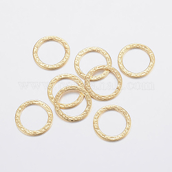 304 Edelstahl verbindet Ringe, holperig, golden, 15x0.8 mm, Bohrung: 11 mm