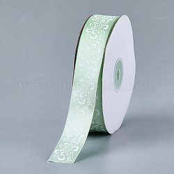 Односторонняя атласная лента, Полиэфирная лента, цветочным узором, бледно-зеленый, 1 дюйм (25 мм), о 50yards / рулон (45.72 м / рулон)