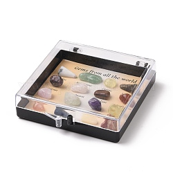 Коллекции самородков натуральных драгоценных камней, для преподавания наук о Земле, коробка: 78x69x18мм, внутренний диаметр: 67x67 мм, Камень: 8~14x5~8 мм, 16 шт / коробка