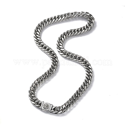 304 collares de cadena de eslabones cubanos de acero inoxidable con cierres de calavera., color acero inoxidable, 23.98 pulgada (60.9 cm)