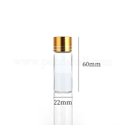 Bottiglie di vetro trasparente contenitori di perline, tubi per la conservazione delle perle con tappo a vite e tappo in alluminio, colonna, oro, 2.2x6cm, capacità: 12 ml (0.41 fl. oz)