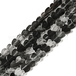 Fili di perline murano fatto a mano, cuore, nero, 6x6x2~2.5mm, Foro: 1 mm, circa 77pcs/filo, 15.75''~16.14'' (40~41 cm)