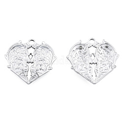 201 Stainless Steel Pendants, Heart with Human Head, Stainless Steel Color, 25x26.5x3mm, Hole: 2.5mm