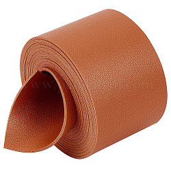 Correa plana de cuero de imitación de lichi de doble cara de 2 m, chocolate, 50x1.8mm, alrededor de 2.19 yarda (2 m) / rollo