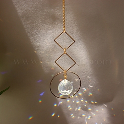 Grandes décorations de pendentif en cristal de quartz, capteurs de soleil suspendus, losange, clair, 335mm, Trou: 11mm
